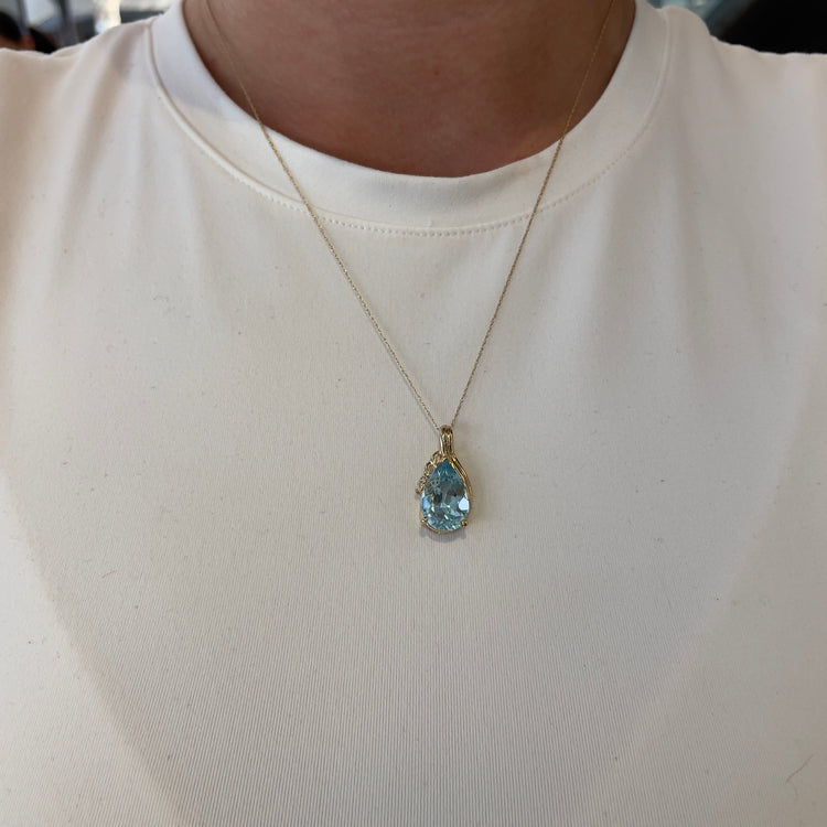 Pear Cut Topaz & Diamond Necklace