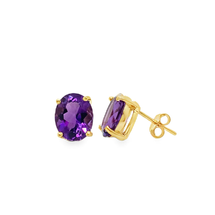 Oval Amethyst Studs