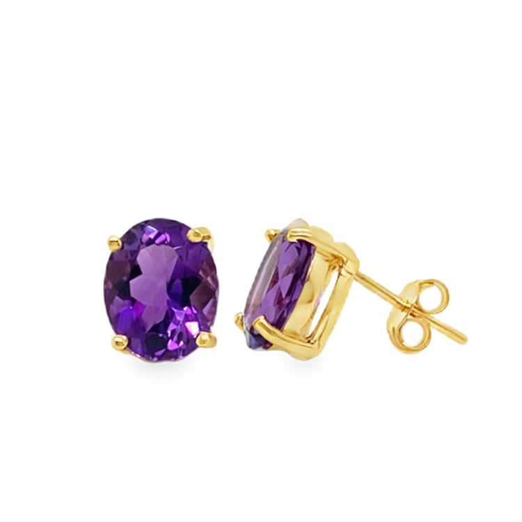 Oval Amethyst Studs