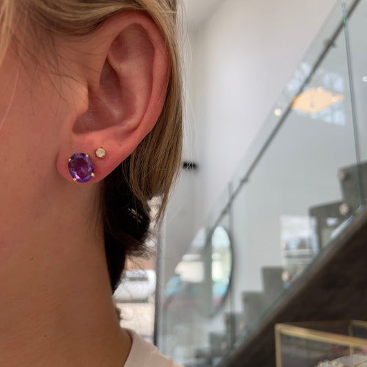 Oval Amethyst Studs