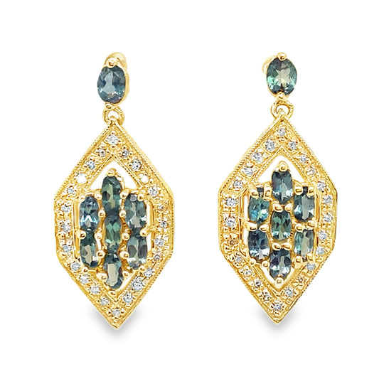 Tourmaline & Diamond Drop Earrings