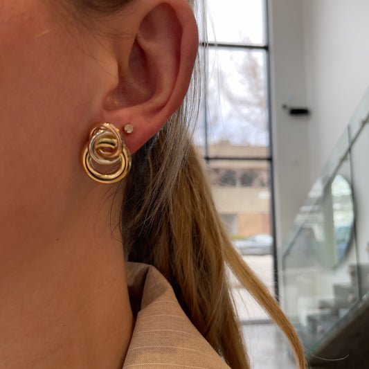Tri Gold Circles Earrings