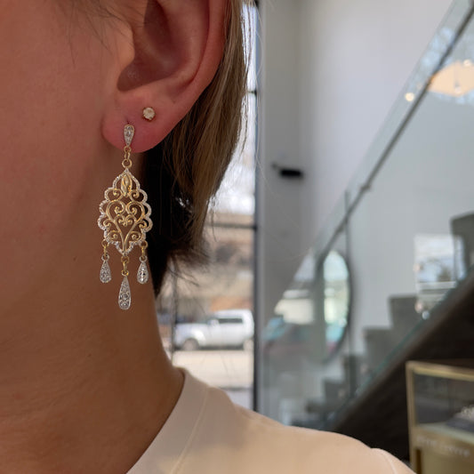 Two Tone Chandelier Earrings