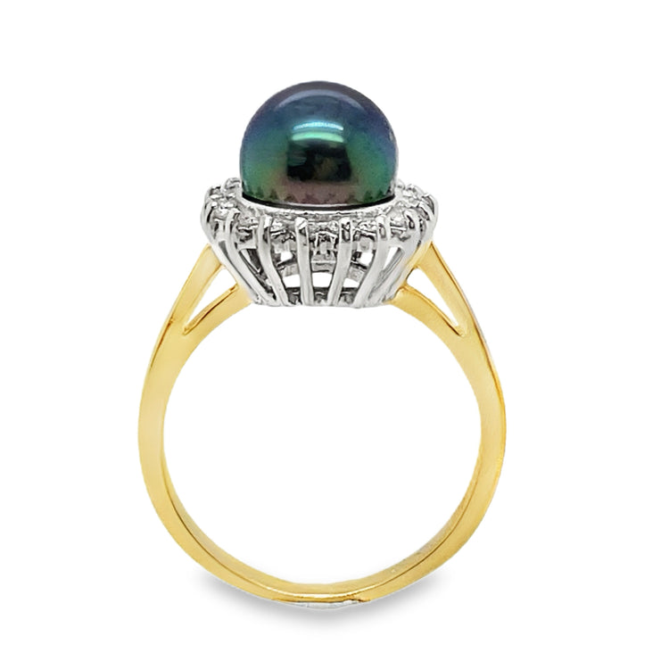 Pearl & Diamond Halo Ring