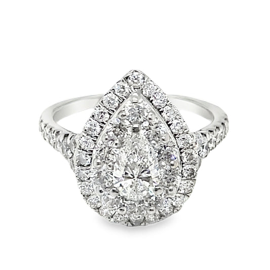 Pear Diamond Double Halo Ring