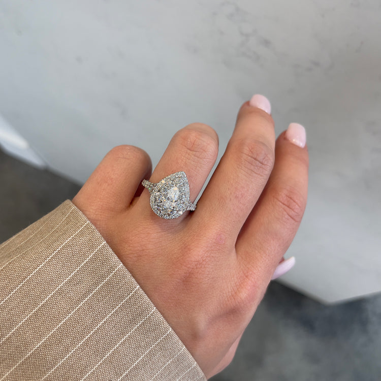 Pear Diamond Double Halo Ring