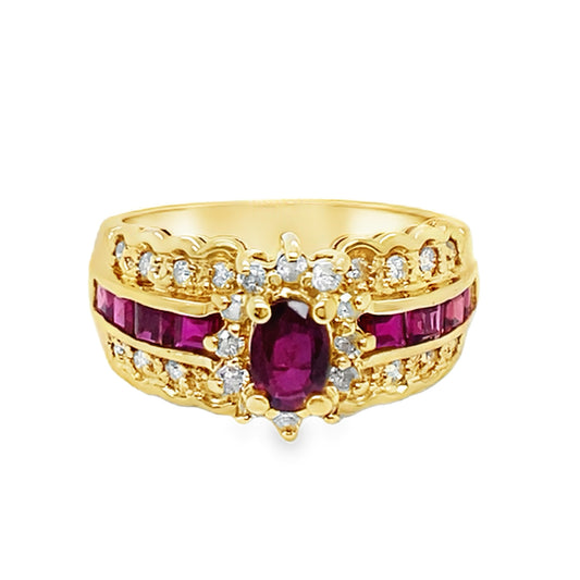 Oval Cut Ruby & Diamond Ring