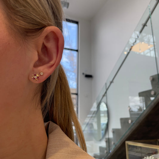 Ruby & Diamond Studs