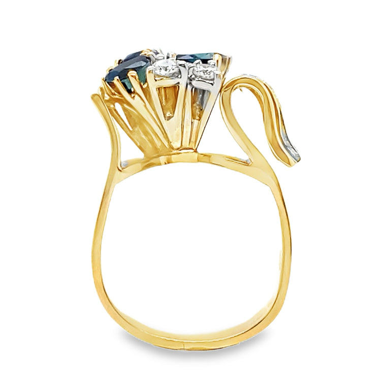 Square Shank Sapphire & Diamond Ring