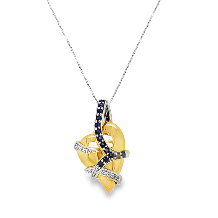 Sapphire & Diamond Heart Wrap Necklace