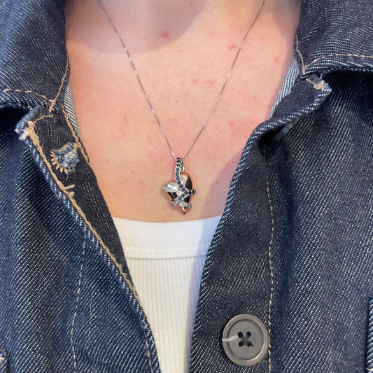 Sapphire & Diamond Heart Wrap Necklace
