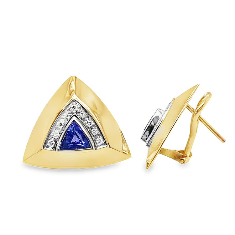 Triangular Diamond & Tanzanite Earrings