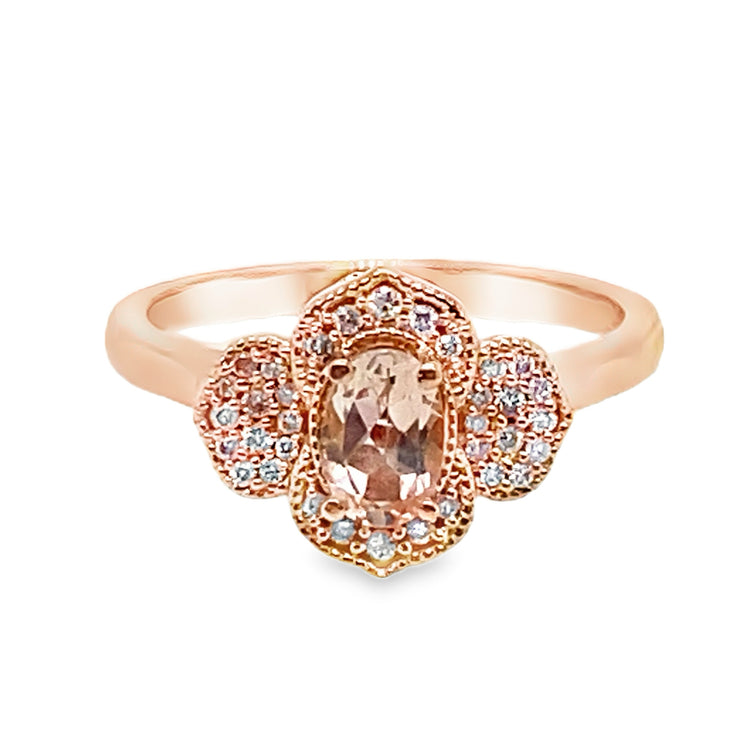 Morganite & Diamond Floral Ring