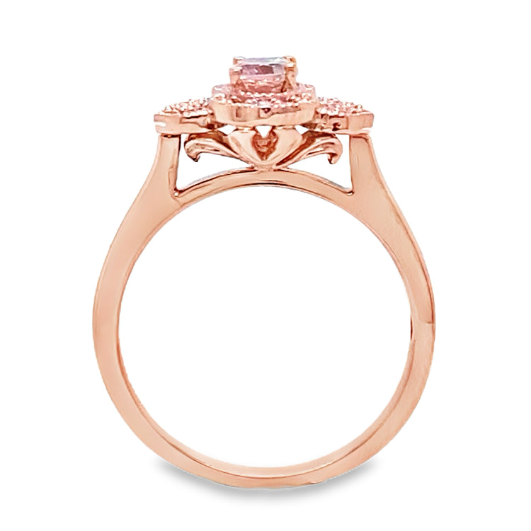 Morganite & Diamond Floral Ring