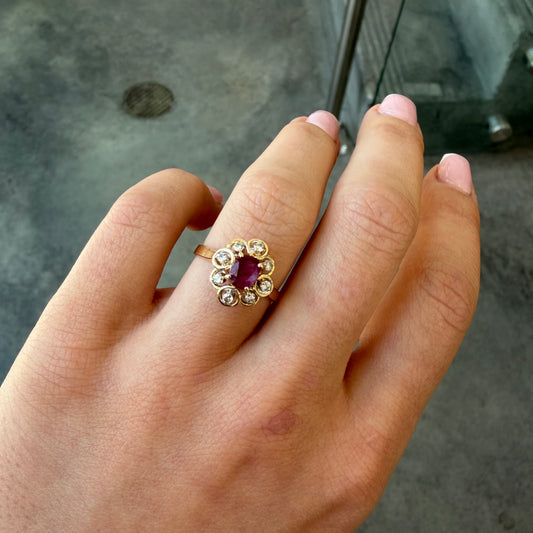 Ruby & Diamond Floral Ring