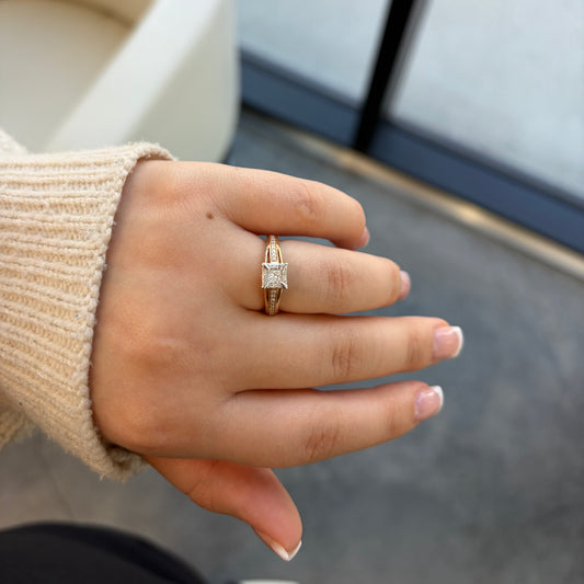 Channel Set Halo Diamond Ring