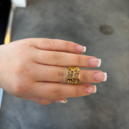 Wide Openwork Bubble Ring