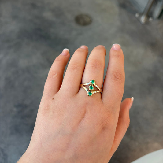Three Stone Emerald Ring