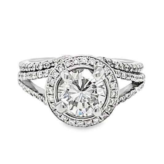 18K Halo Diamond Wedding Set