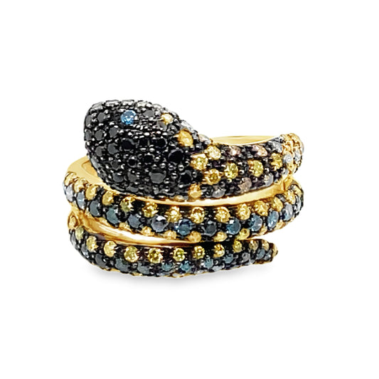 Multicolored Diamond Snake Wrap Ring