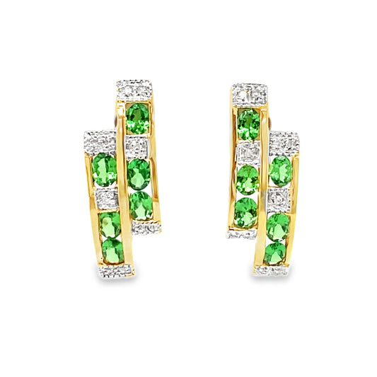 Green Tourmaline Channel Set Studs