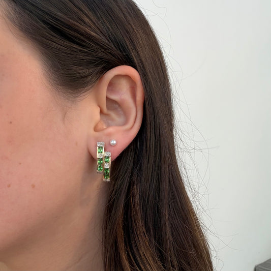Green Tourmaline Channel Set Studs