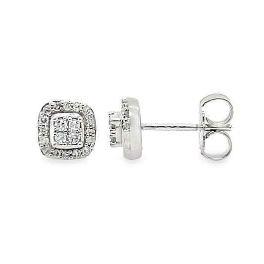 Square Halo Diamond Studs