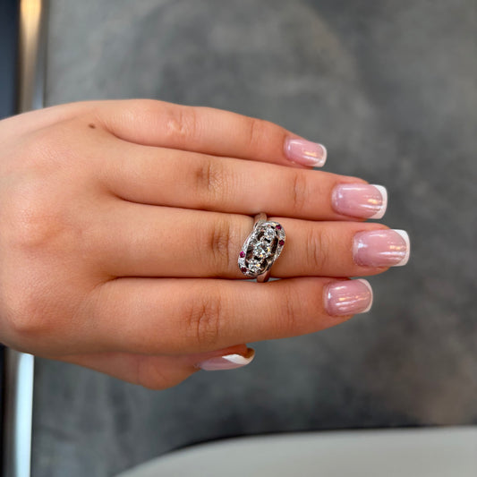 Three Stone Diamond & Ruby Ring