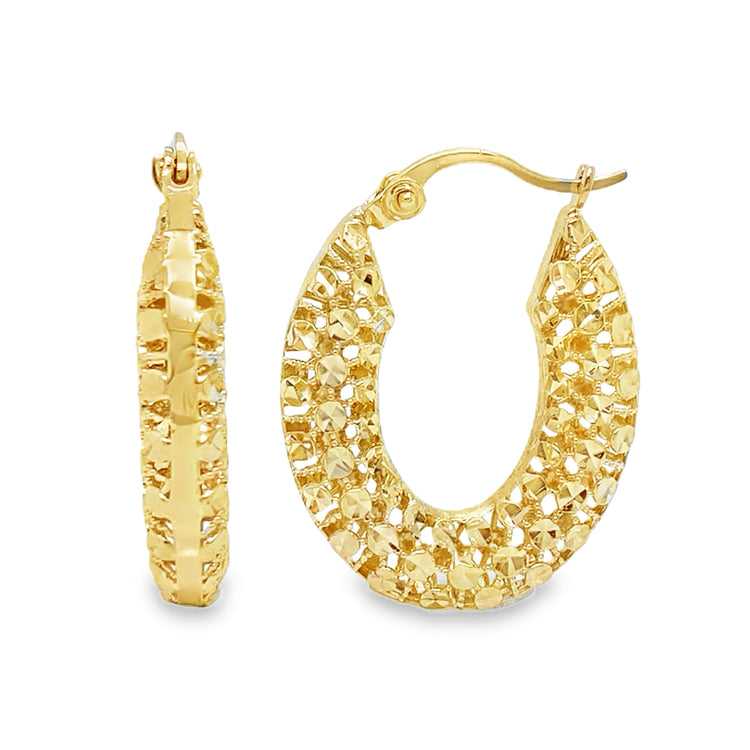 Diamond Cut Mesh Hoops