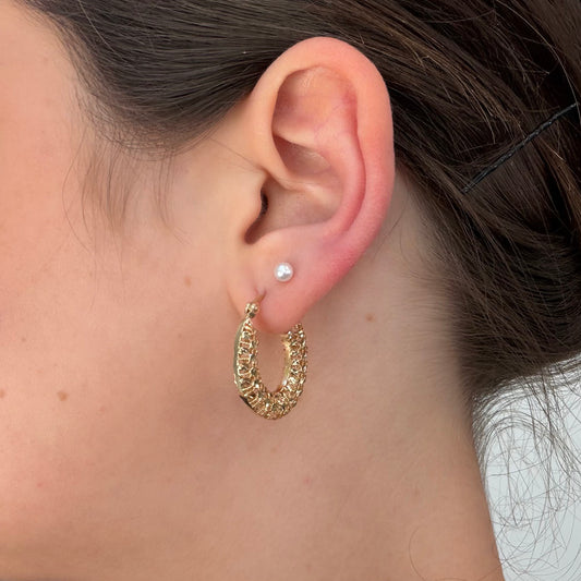 Diamond Cut Mesh Hoops