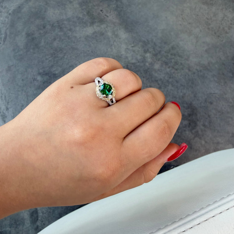Two Tone Tourmaline & Diamond Ring
