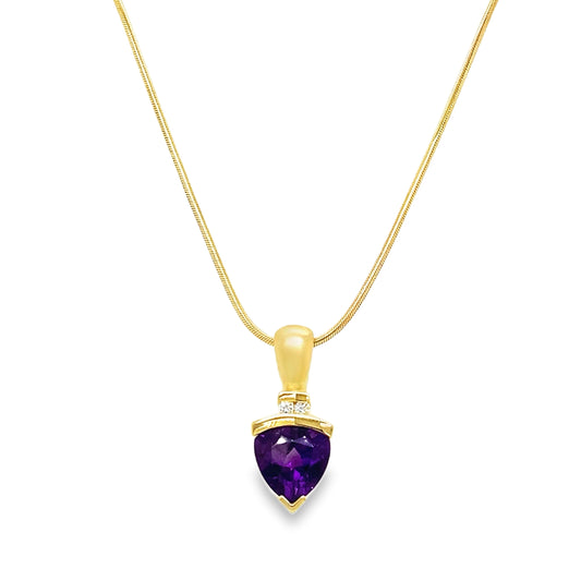 Triangular Amethyst & Diamond Necklace