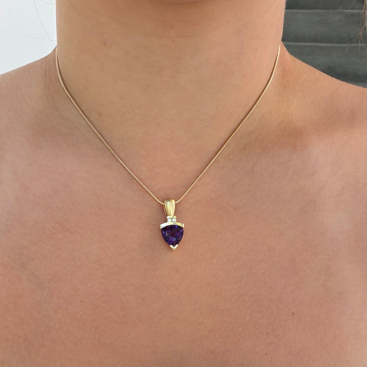 Triangular Amethyst & Diamond Necklace