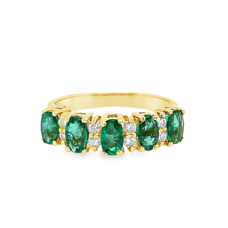 Emerald & Diamond Pyramid Ring