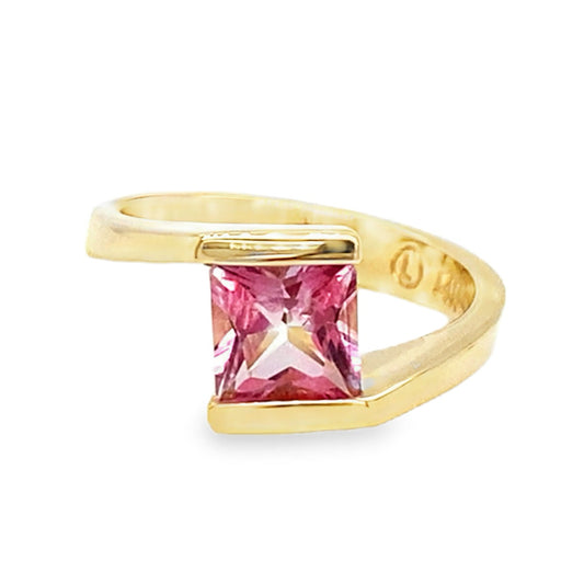 Pink Topaz Twist Solitaire Ring
