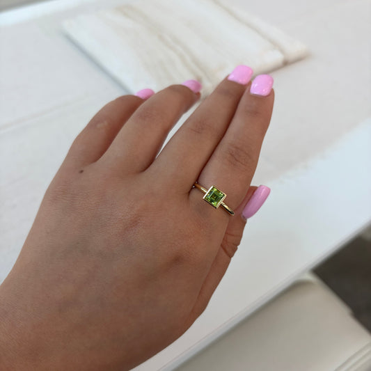 Bezel Set Peridot Solitaire Ring
