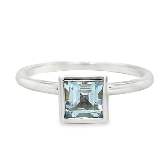 Bezel Set Aquamarine Solitaire Ring