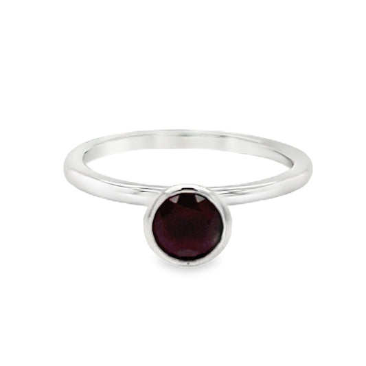 Bezel Set Garnet Solitaire Ring