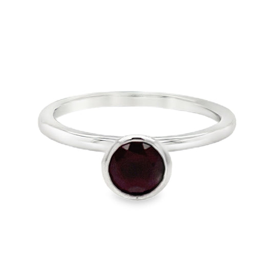 Bezel Set Garnet Solitaire Ring
