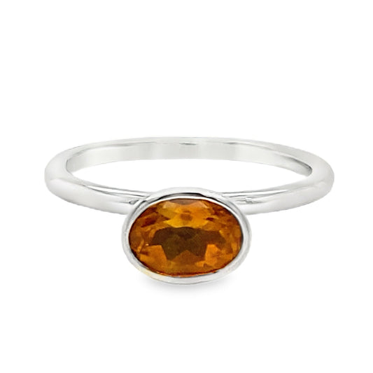 Bezel Set Citrine Solitaire Ring