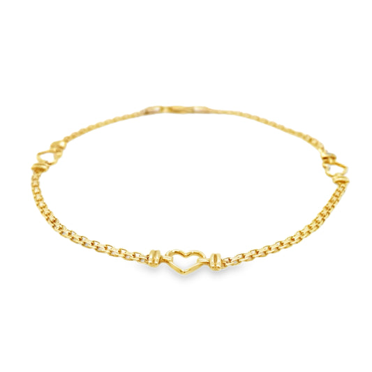 9.5 Inch Heart Mesh Link Anklet