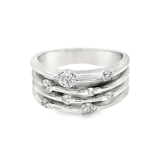 Diamond Layered Orbit Ring