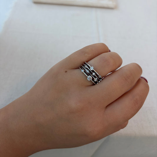 Diamond Layered Orbit Ring