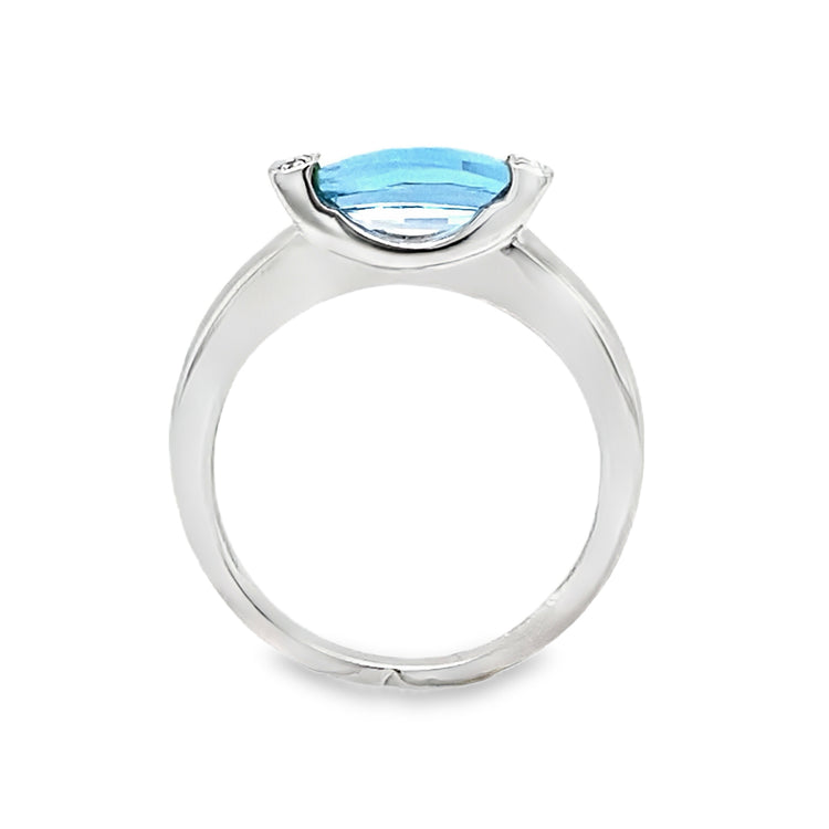 Elongated Topaz & Diamond Ring
