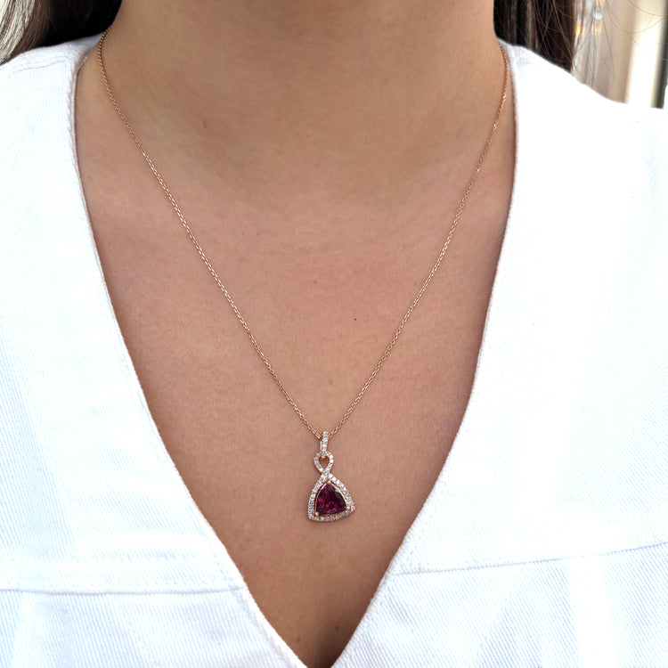 Rose Gold Garnet & Diamond Necklace