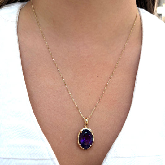 Oval Amethyst Necklace