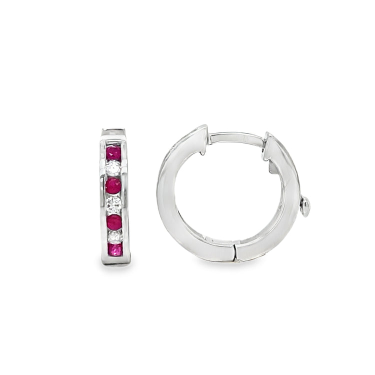 Diamond & Ruby Huggies