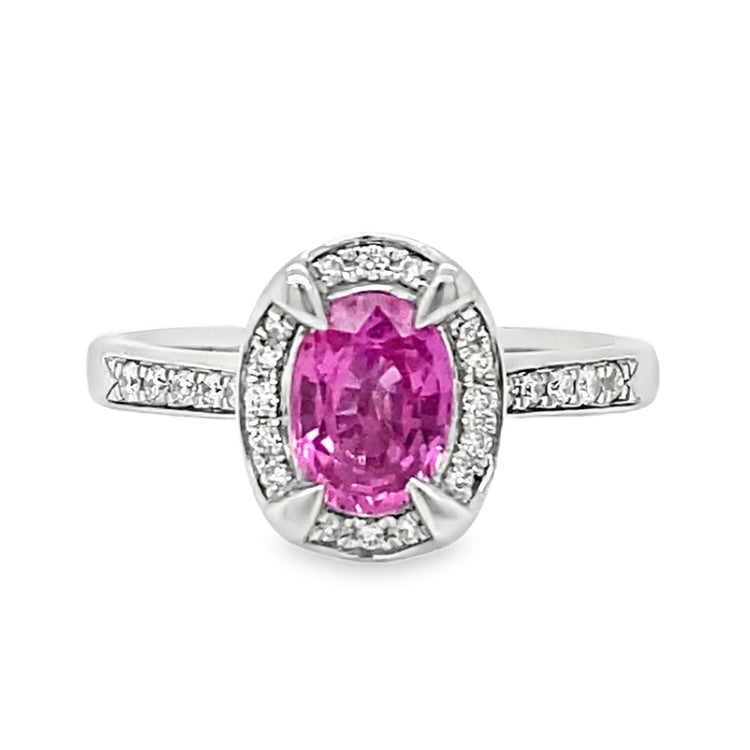 Pink Sapphire & Diamond Ring