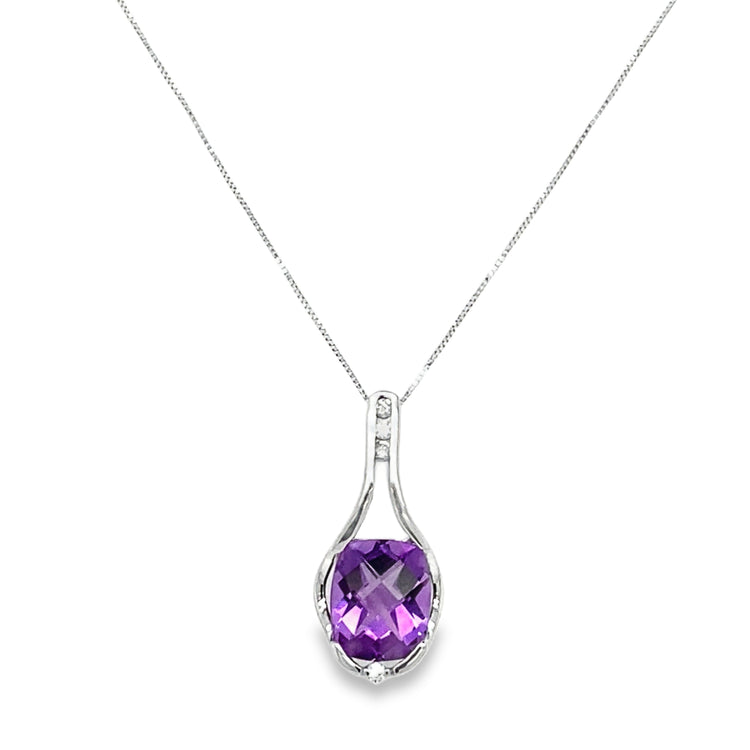 20 Inch Amethyst & Diamond Necklace