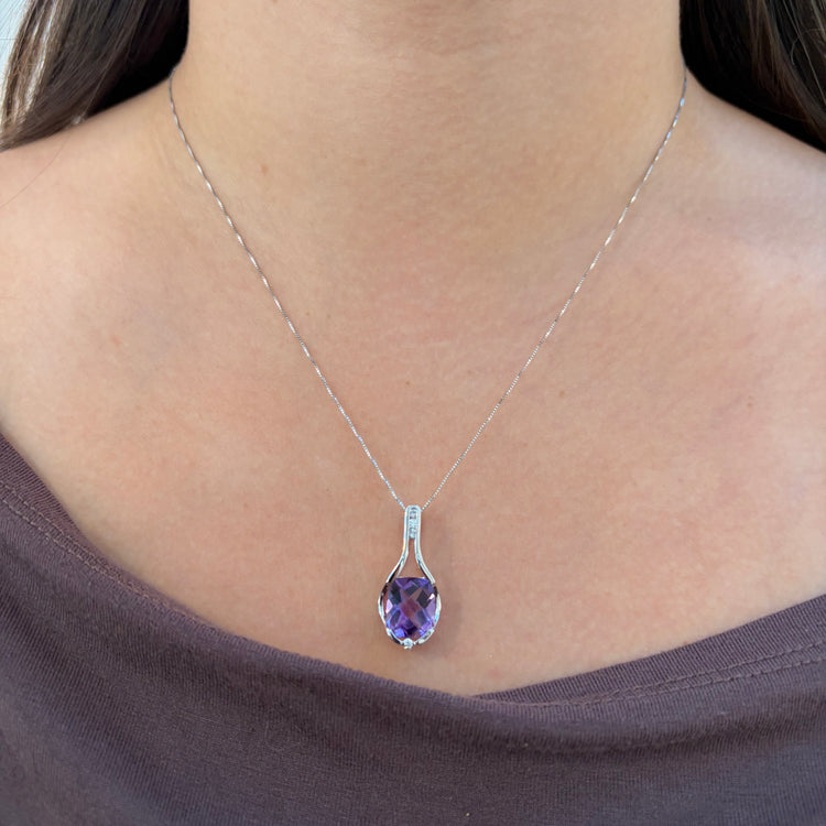 20 Inch Amethyst & Diamond Necklace
